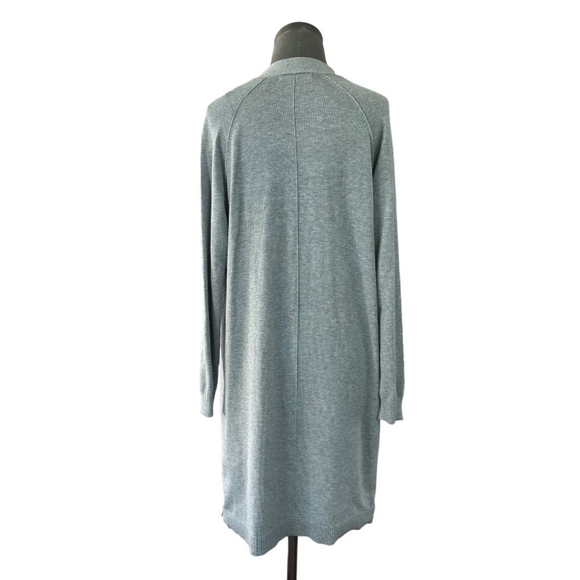Women Open Front Cardigan 89th & Madison Long Sleeve Duster Grey Knitted Jacket - Picture 3 of 5
